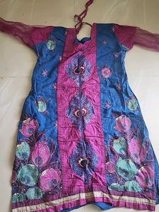 Blue &amp; Pink Floral Kurta