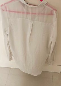 White Sheer Button-Up Top
