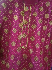 Beautiful Pink Kurti with Gold Print