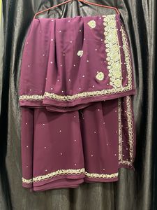 Elegant Purple Embroidered Saree