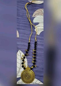 Temple-style Long Necklace Elegant Black Beads