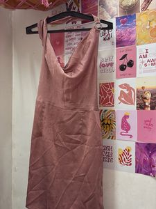 Satin Cowl Neck backless Mini Dress