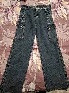 Dark Wash Cargo Jeans