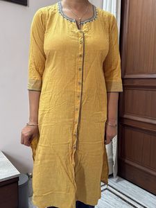 Yellow Embroidered Kurta