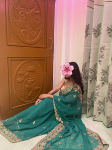 Elegant Green Embroidered Saree
