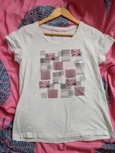 MAX Graphic Printed White T-shirt, Size - S