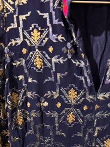 Elegant Navy Embroidered Gown.
