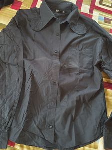Chic Black Collared Button-Up Shirt