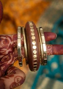 Ethnic Wooden &amp; Gold Bangles Set