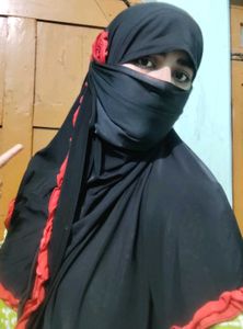 Elegent Stylish Black Hijab with Red Trim