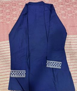 Elegant Navy Blue Kurta with White Embroidery