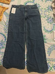 Classic Blue Denim Wide Leg Jeans