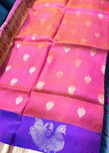 Vibrant pattu Saree with maggam work blouse