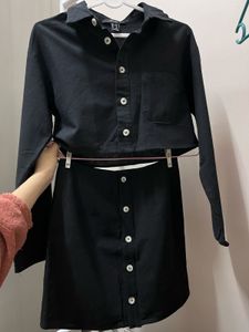 Forever 21 black crop top with skirt