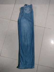 Blue High Waist Straight Fit Denim
