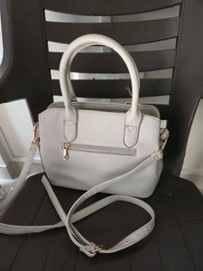 Chic Grey Handbag with Detachable Strap