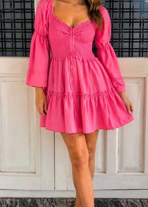 Pink Smocked Tiered Dress