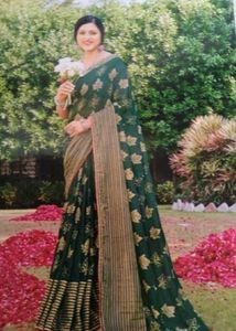 Green Fabric with Leaf Pattern