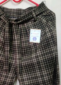 Plaid Wide Leg Pants with Belt