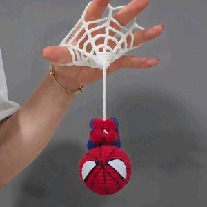 Handmade Spiderman with Web keychain