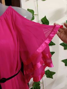 Vibrant Pink Cold Shoulder Dress