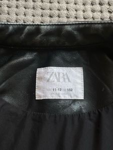 Black Faux Leather Biker Jacket 152CM