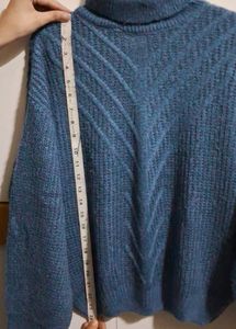 Soft Blue Turtle Neck Oversized Sweater