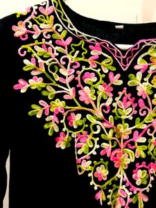 black embroidered Chikankari Short Kurti