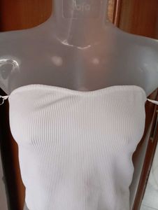 White Ruched Tube Top