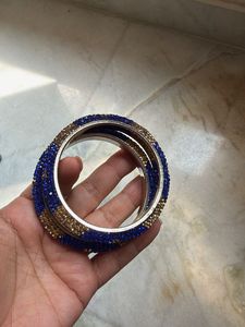 Sparkling Blue &amp; Gold Bangles