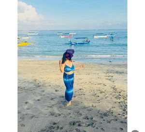 Ombre Blue Swimsuit with Skirt