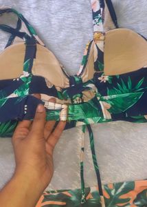 Tropical Print High-Waisted Bikini Set