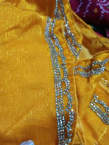 beautiful yellow Moti work saree real Zari