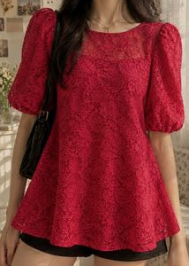 boho floral lace embroidery maroon top party
