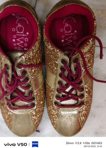 Gold Glitter Casual Shoes