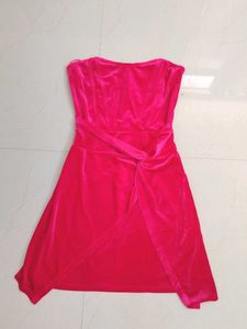 Vibrant Pink Strapless Velvet Dress