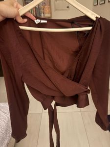 H&M Chic Brown Wrap Top