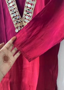Maroon Kurta with Mirror Work