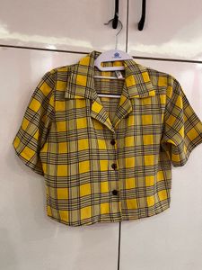 Yellow Plaid Cropped Shirt