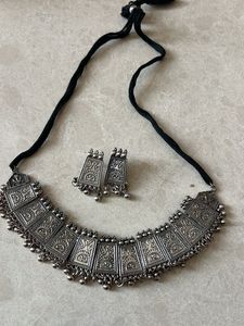 Oxidized Silver Choker Set