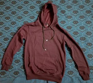 Maroon Hooded Sweatshirt with Front Pocket