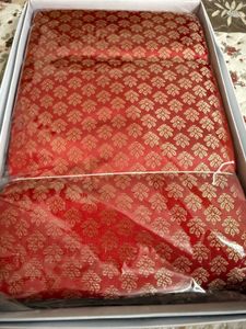 Elegant Red &amp; Gold Woven Saree