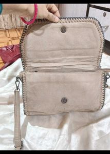 Beige Suede Crossbody Bag