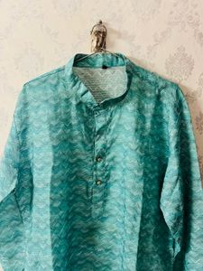 Men's Teal Printed Kurta