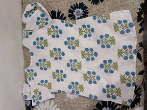 Blue Floral Print Cotton Tunic