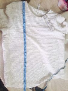 Chic Textured White Button Top