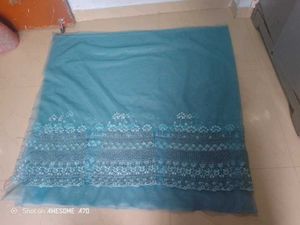 5 Mtr Net Teal Embroidered Fabric