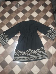 Black Kurta with Elegant White Print