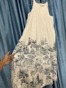 Chic Cream Printed Maxi Dress