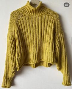 Mustard Yellow Knit Mock Neck Sweater
